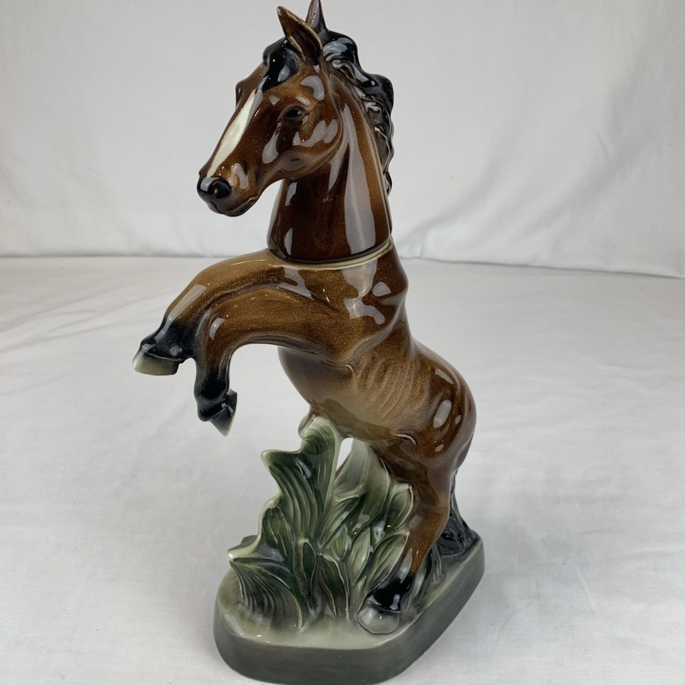 Jim Beam Brown Rearing Stallion Decanter Ceramic 1962 by Regal China